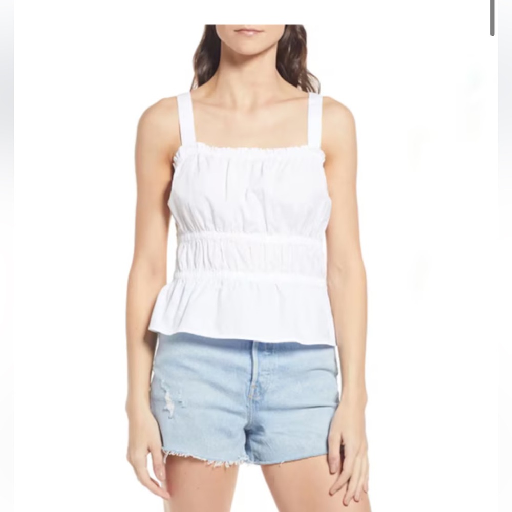 Madewell Sofia Poplin White Ruffled Camisole Top